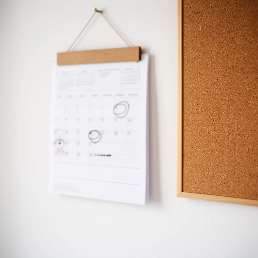 Calendario de pared con un mes marcado