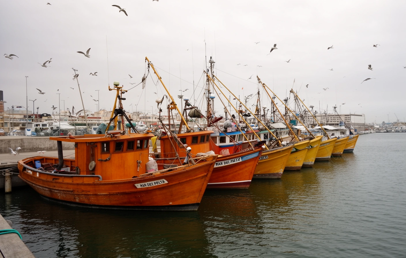 Barcos de pesca amarrados en el puerto